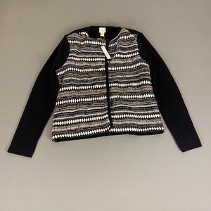 Chico's‎ Embellished Knit Jacket Women's Size 1 (Medium) Cardigan Black Gold NWT